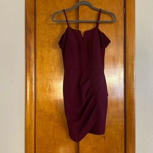 Maroon Off-shoulder Mini Dress